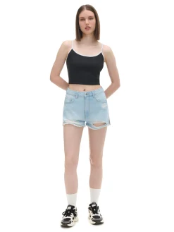 Czarny top z białymi ramiączkami