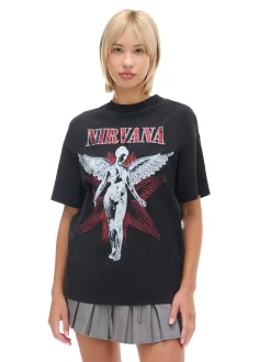 Czarny T-shirt oversize z grafiką Nirvana UNISEX