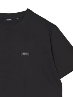 Czarny t-shirt z aplikacją Cropp