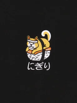 Czarny t-shirt z haftem