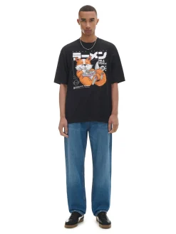 Czarny T-shirt z nadrukiem lisa