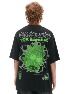 Czarny T-shirt z printem Rick i Morty