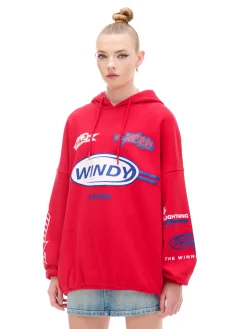 Czerwona bluza z motywem racingowym UNISEX