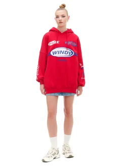 Czerwona bluza z motywem racingowym UNISEX