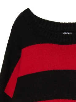 Czerwony sweter w paski