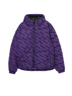 Fioletowa kurtka puffer z kapturem