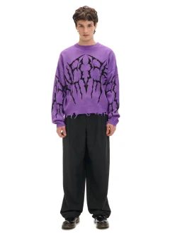 Fioletowy sweter z nadrukiem