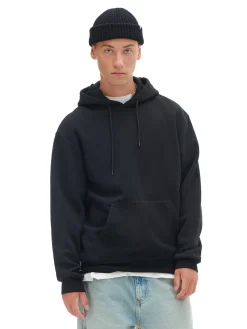 Gładka czarna bluza z kapturem