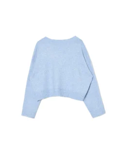 Gładki jasnoniebieski sweter