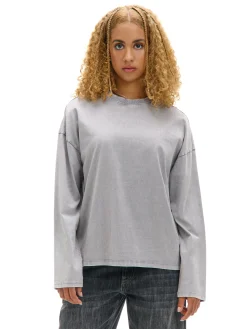 Gładki szary T-shirt longsleeve UNISEX