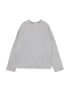 Gładki szary T-shirt longsleeve UNISEX