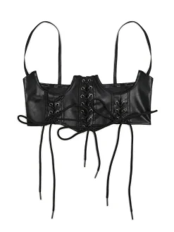 Gorsetowy top z imitacji skóry