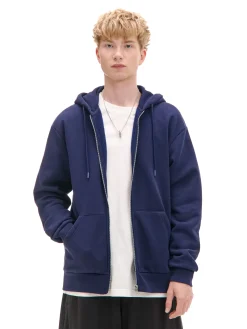 Granatowa rozpinana bluza z kapturem