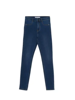 Granatowe jeansy skinny