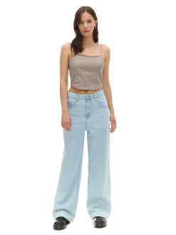 Jasne jeansy wide leg PETITE