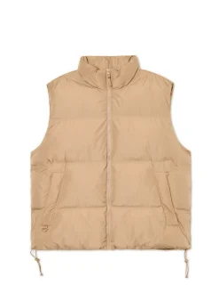 Jasnobrązowa pikowana kamizelka z regulacją