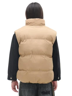 Jasnobrązowa pikowana kamizelka z regulacją