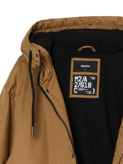 Jasnobrązowy płaszcz z kapturem