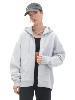 Jasnoszara rozpinana bluza oversize