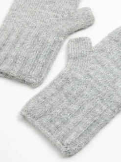 Jasnoszare rękawiczki mitenki