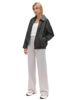 Jasnoszare spodnie z wysokim stanem