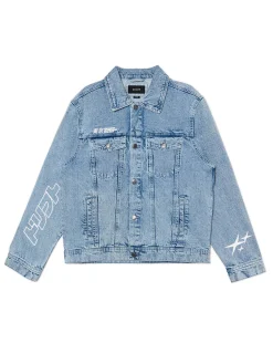 Jeansowa kurtka z nadrukami