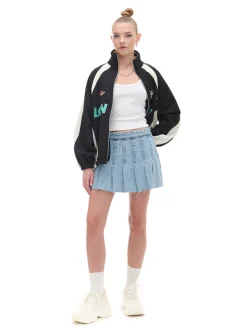 Jeansowa spódniczka z zakładkami