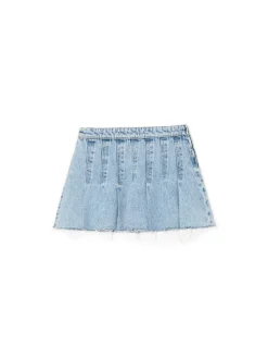 Jeansowa spódniczka z zakładkami