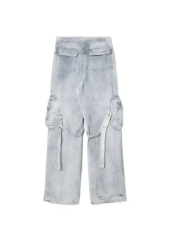 Jeansy baggy z efektem sprania