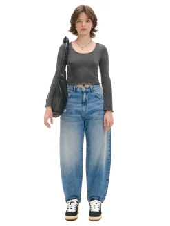 Jeansy balloon z przetarciami