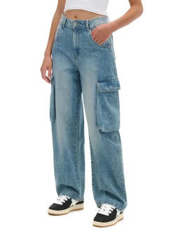 Jeansy skater z efektem sprania