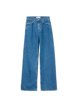 Jeansy straight z wysokim stanem