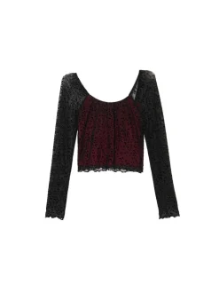 Koronkowa bluzka z dekoracyjnym wykończeniem