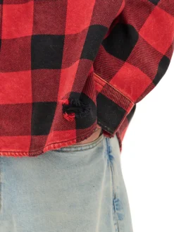 Koszula w kratę z postrzępieniami