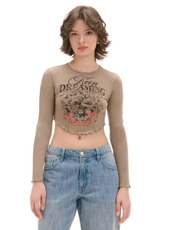 Koszulka longsleeve z marszczonym wykończeniem