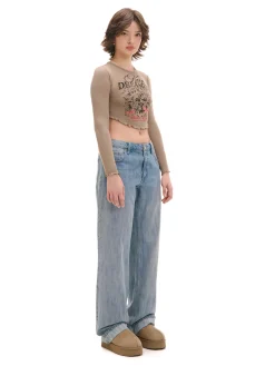 Koszulka longsleeve z marszczonym wykończeniem