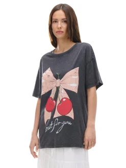 Koszulka oversize z motywem wiśni