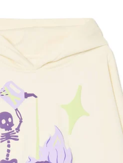 Kremowa bluza z kapturem i nadrukiem