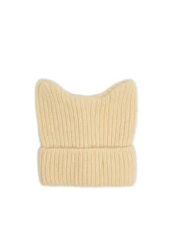 Kremowa czapka z kocimi uszkami
