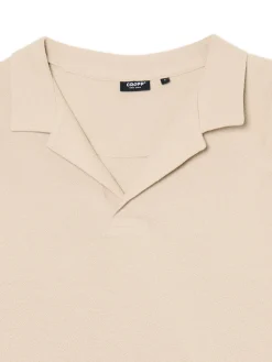 Kremowa gładka koszulka polo