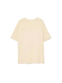 Kremowa koszulka oversize z nadrukiem