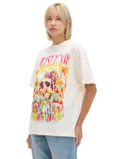 Kremowa koszulka z kolorowym nadrukiem UNISEX