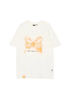 Kremowa koszulka z motylem