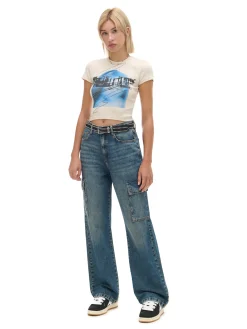 Kremowa koszulka z nadrukiem