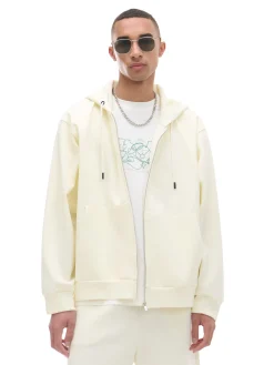 Kremowa rozpinana bluza z kapturem