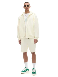 Kremowa rozpinana bluza z kapturem