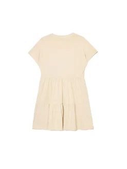 Kremowa sukienka mini z marszczeniami