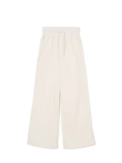 Kremowe spodnie baggy z wysokim stanem