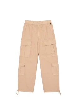 Kremowe spodnie cargo o luźnym kroju