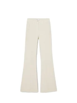 Kremowe spodnie flare